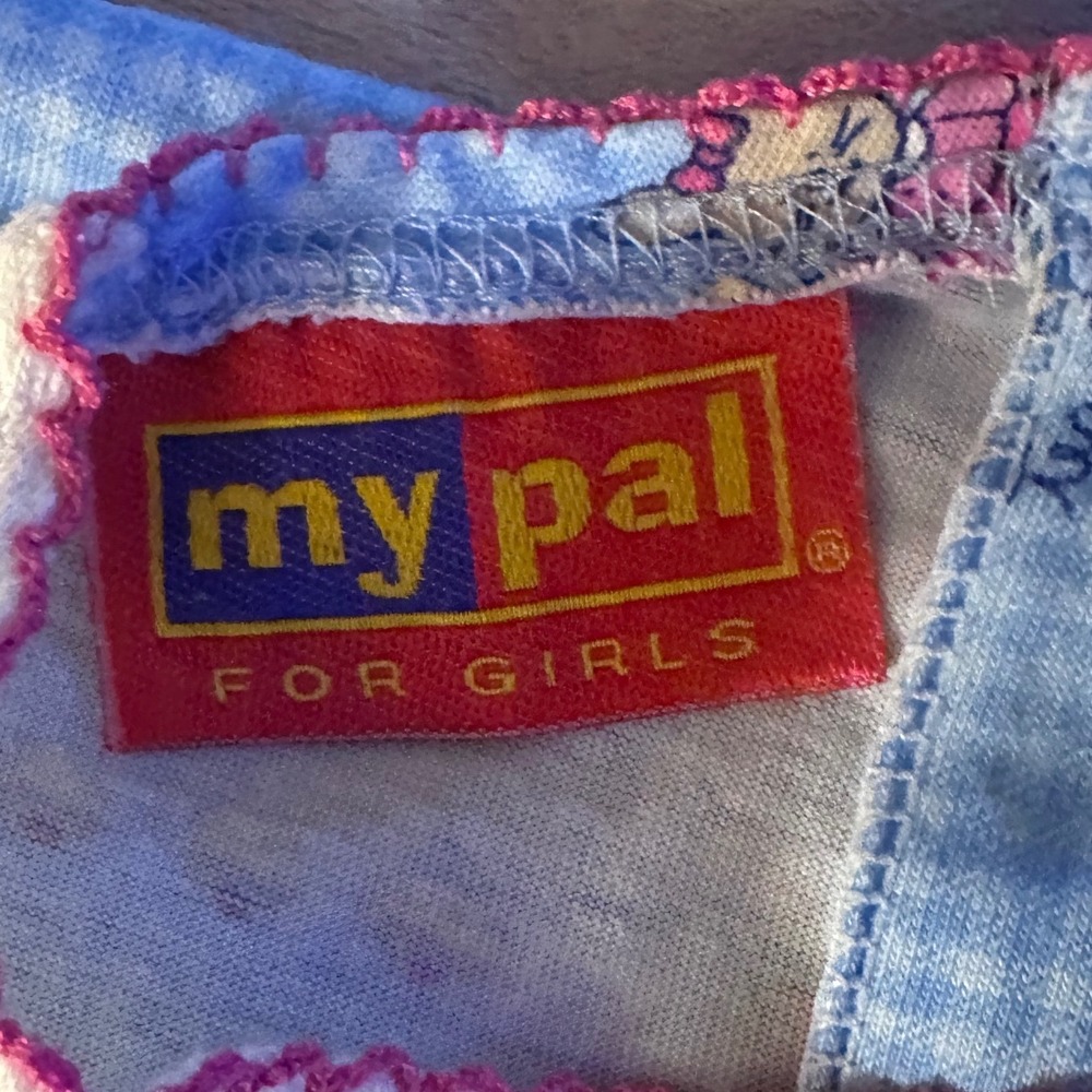 Vintage My Pal For Girls Blue Gingham Tea Time Bunny Romper 12M Snap Back 90s - Picture 2 of 4